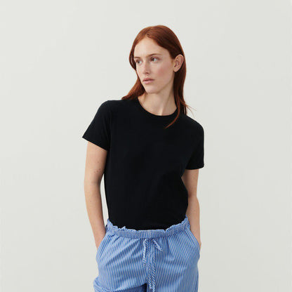 女士黑色棉T恤