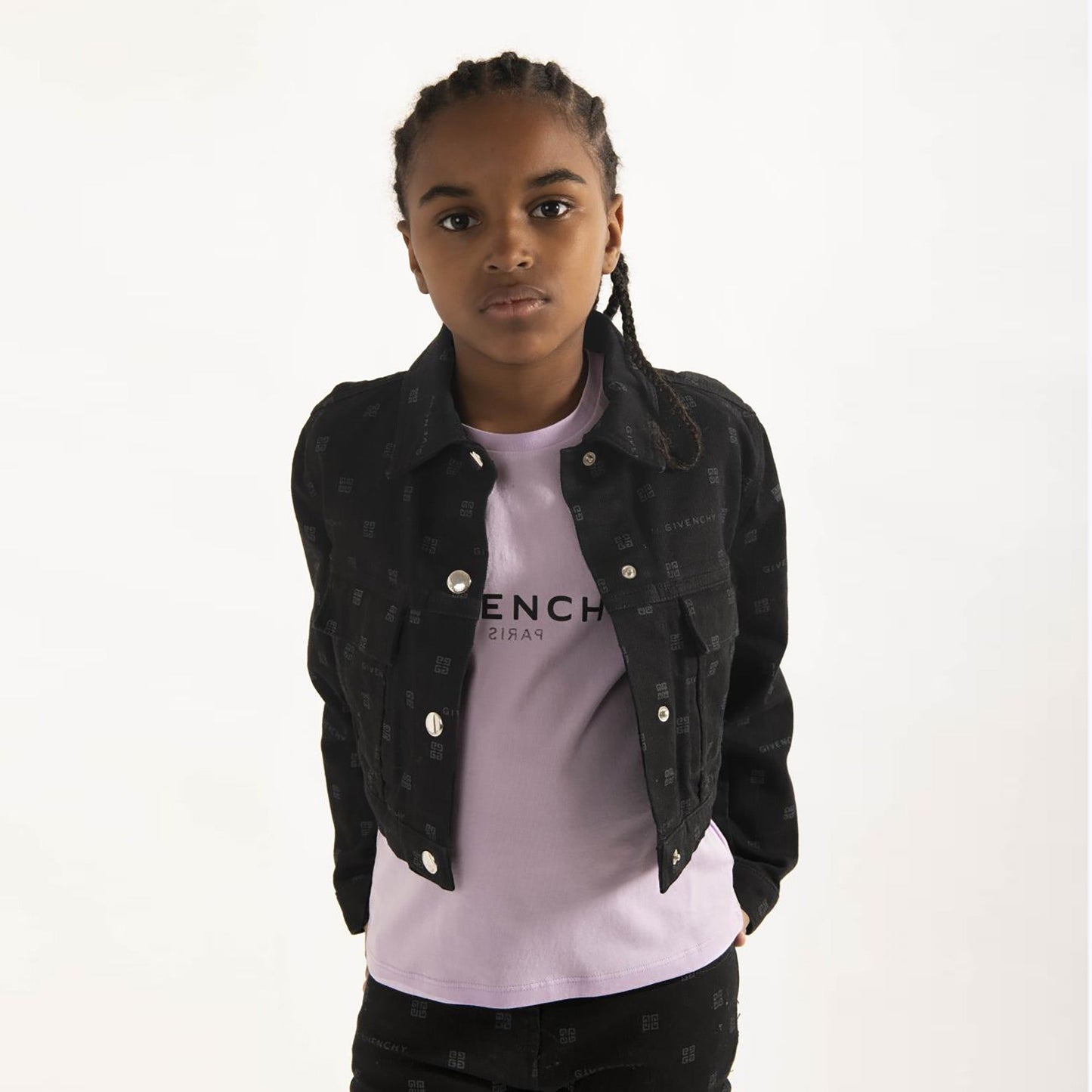 女童紫色Logo棉T恤