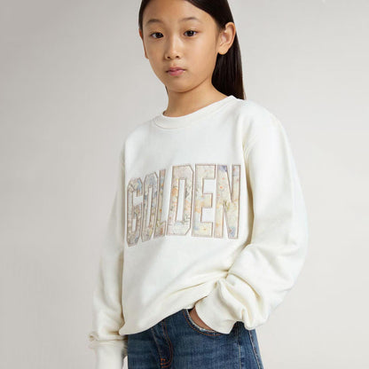 女童白色Logo棉卫衣