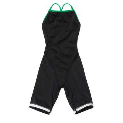 女童黑色刺绣五分专业泳衣