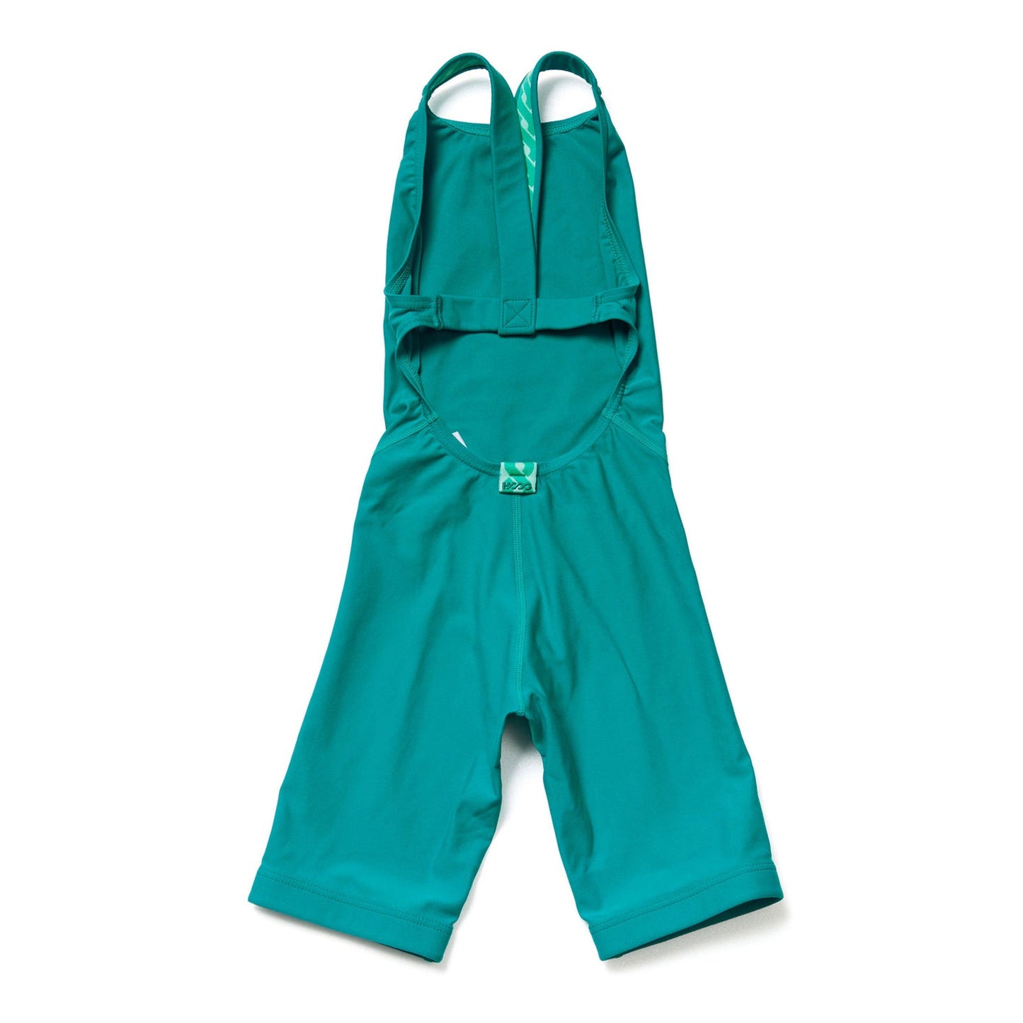 女童孔雀绿色五分专业泳衣