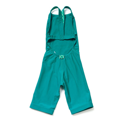 女童孔雀绿色五分专业泳衣