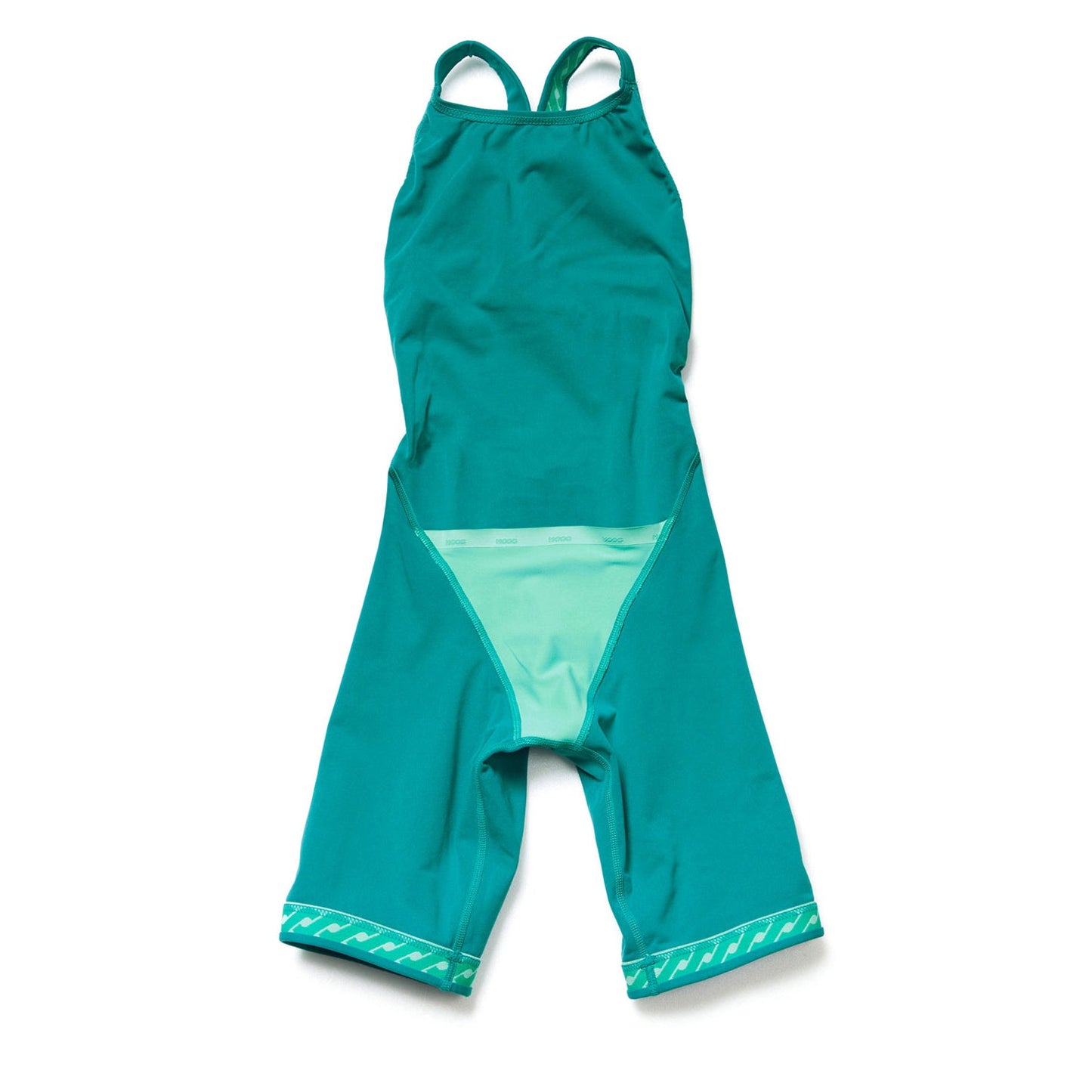 女童孔雀绿色五分专业泳衣