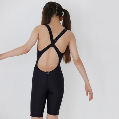 女童黑色五分专业泳衣