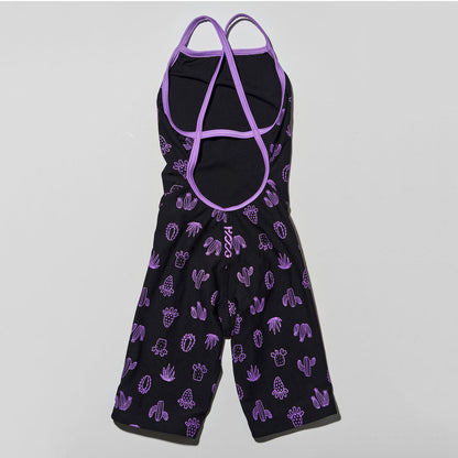 女童黑色印花五分专业泳衣