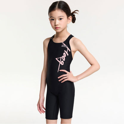 女童黑色五分专业泳衣