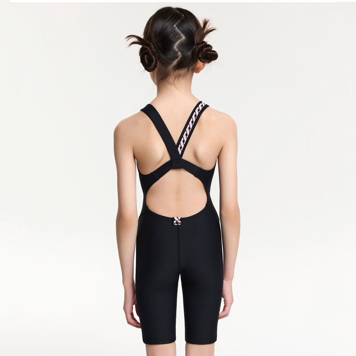 女童黑色五分专业泳衣