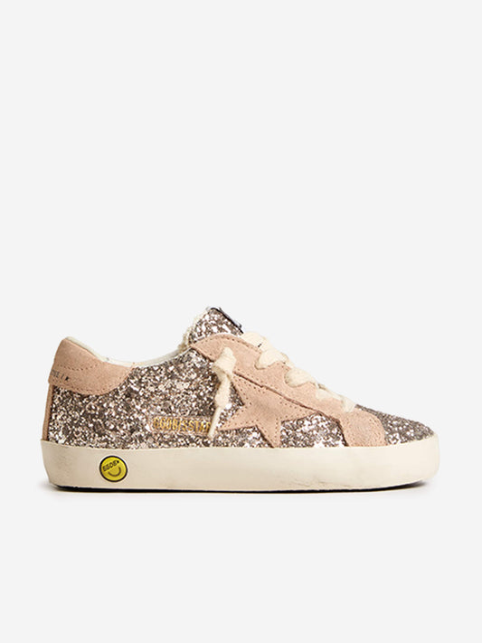 Golden Goose Girls Super Star 银色闪光运动鞋