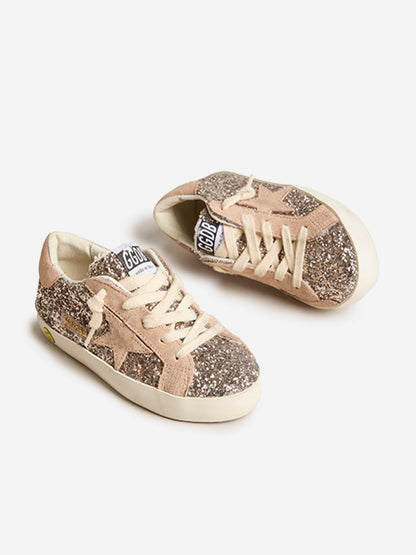 Golden Goose Girls Super Star 银色闪光运动鞋
