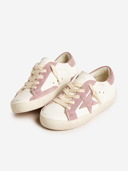 Golden Goose 女童 Super Star 皮革运动鞋（白色）