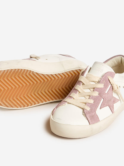 Golden Goose 女童 Super Star 皮革运动鞋（白色）