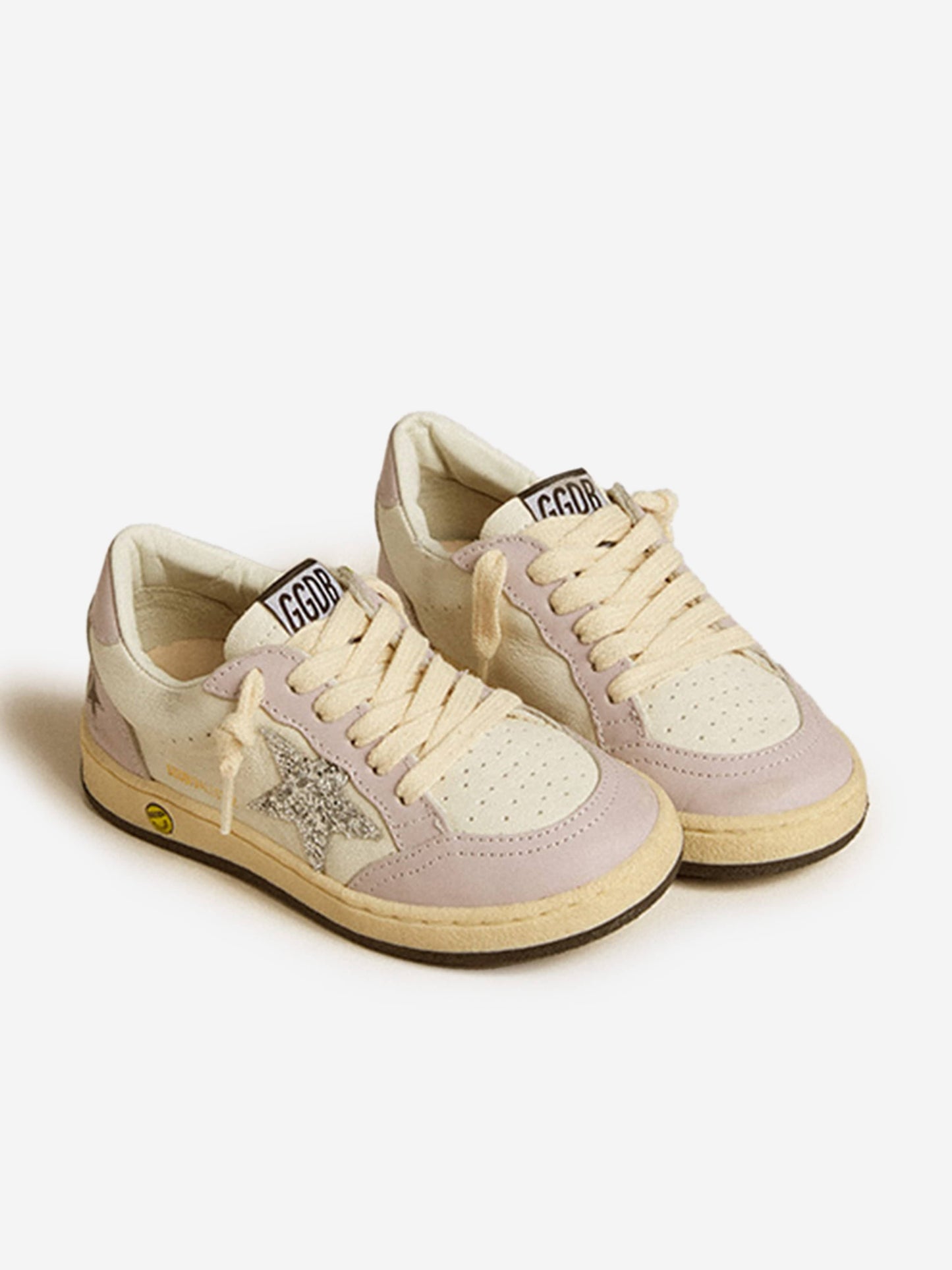 女童白色 Ballstar 皮革运动鞋