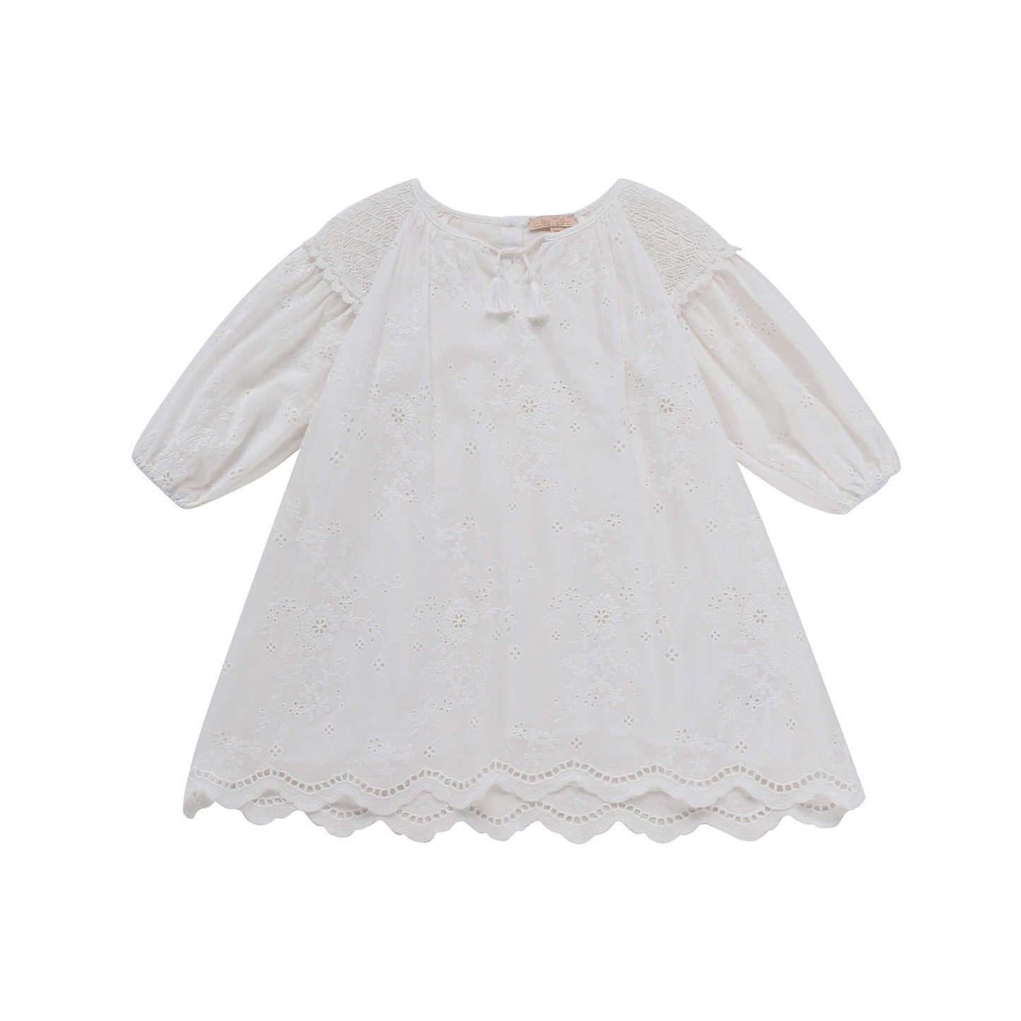 女童白色刺绣棉连衣裙