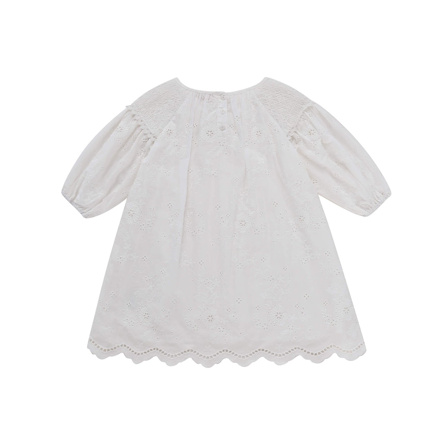 女童白色刺绣棉连衣裙