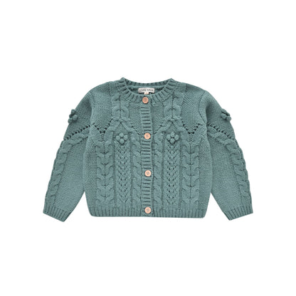 女童蓝色针织开衫