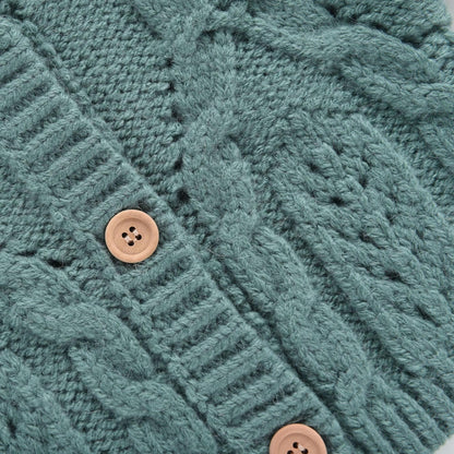 女童蓝色针织开衫