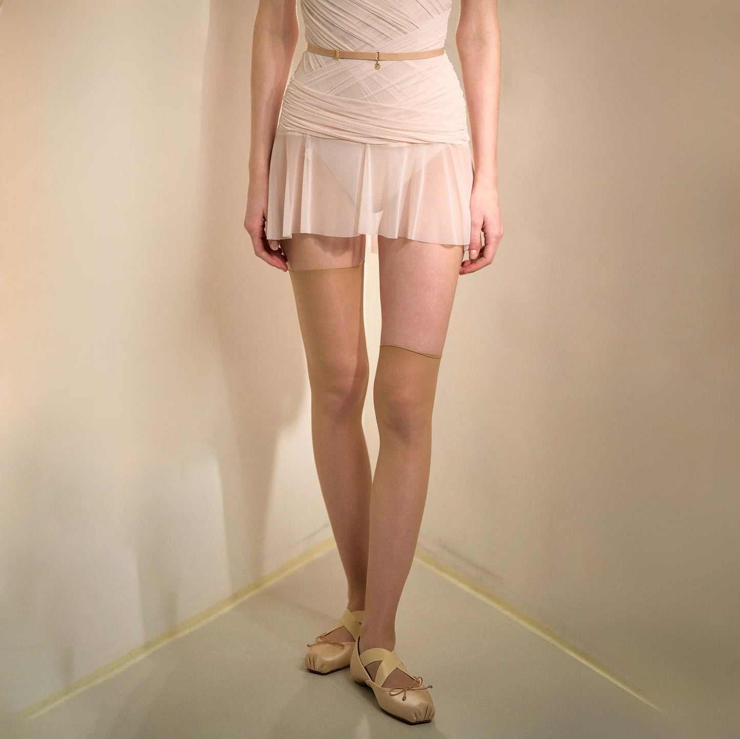 女士珍珠粉"GRÈS"芭蕾舞薄纱短裙(253SK63DO/pearl blush)