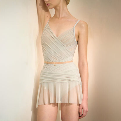 女士鼠尾草浅绿"GRÈS"芭蕾舞薄纱短裙(253SK63DO/pearl sage)