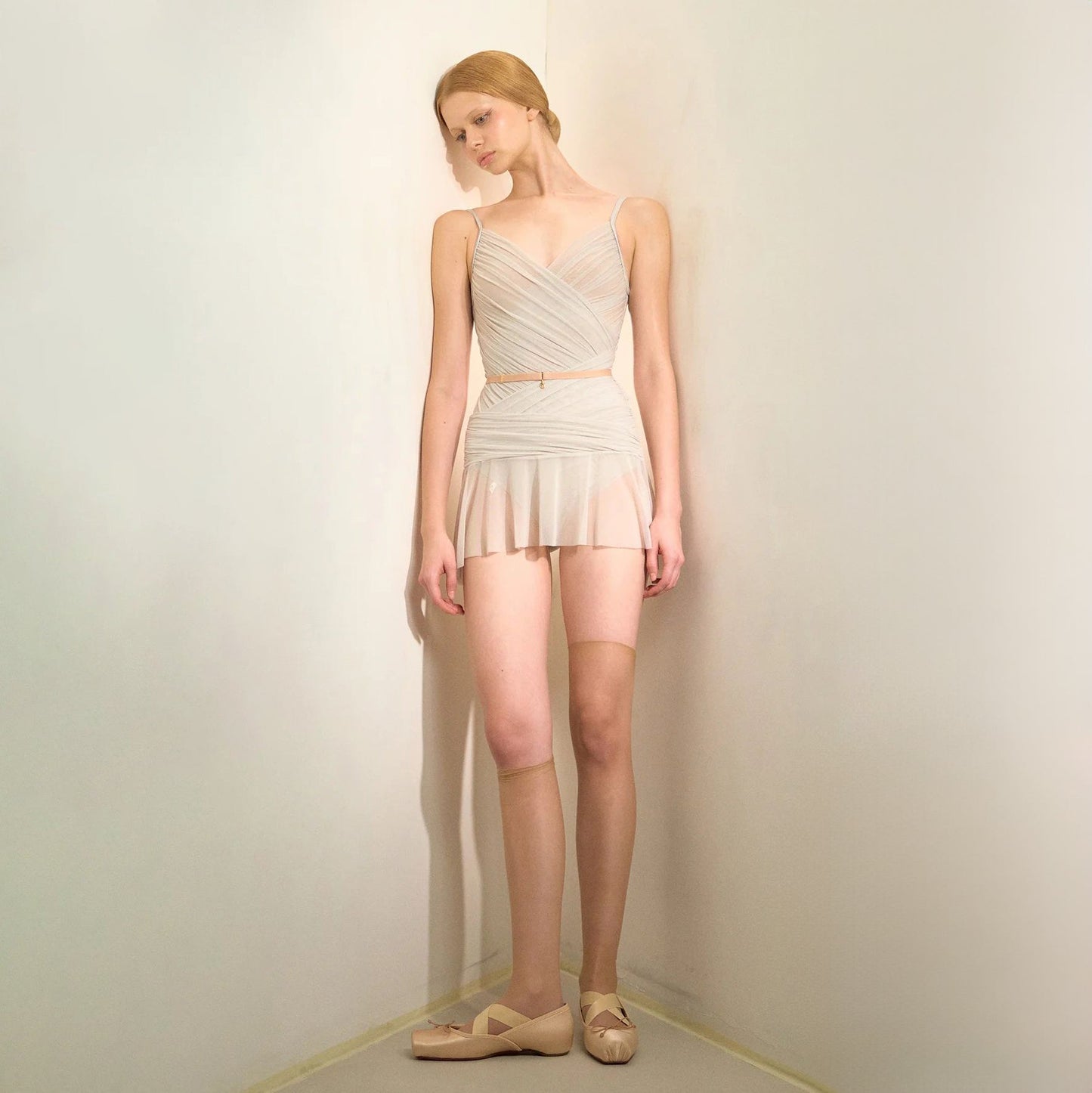 女士鼠尾草浅绿"GRÈS"芭蕾舞薄纱短裙(253SK63DO/pearl sage)