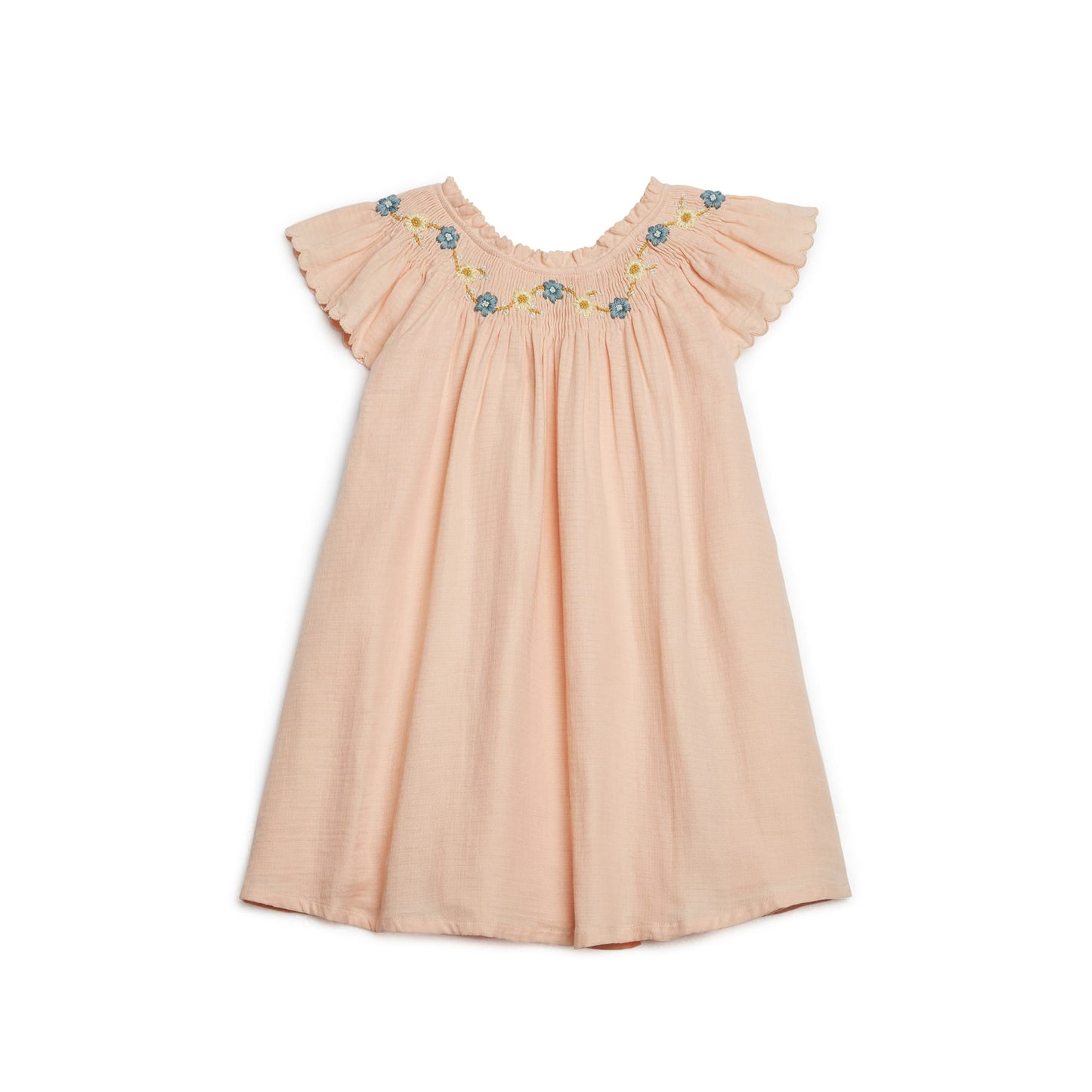 女童粉色刺绣棉连衣裙