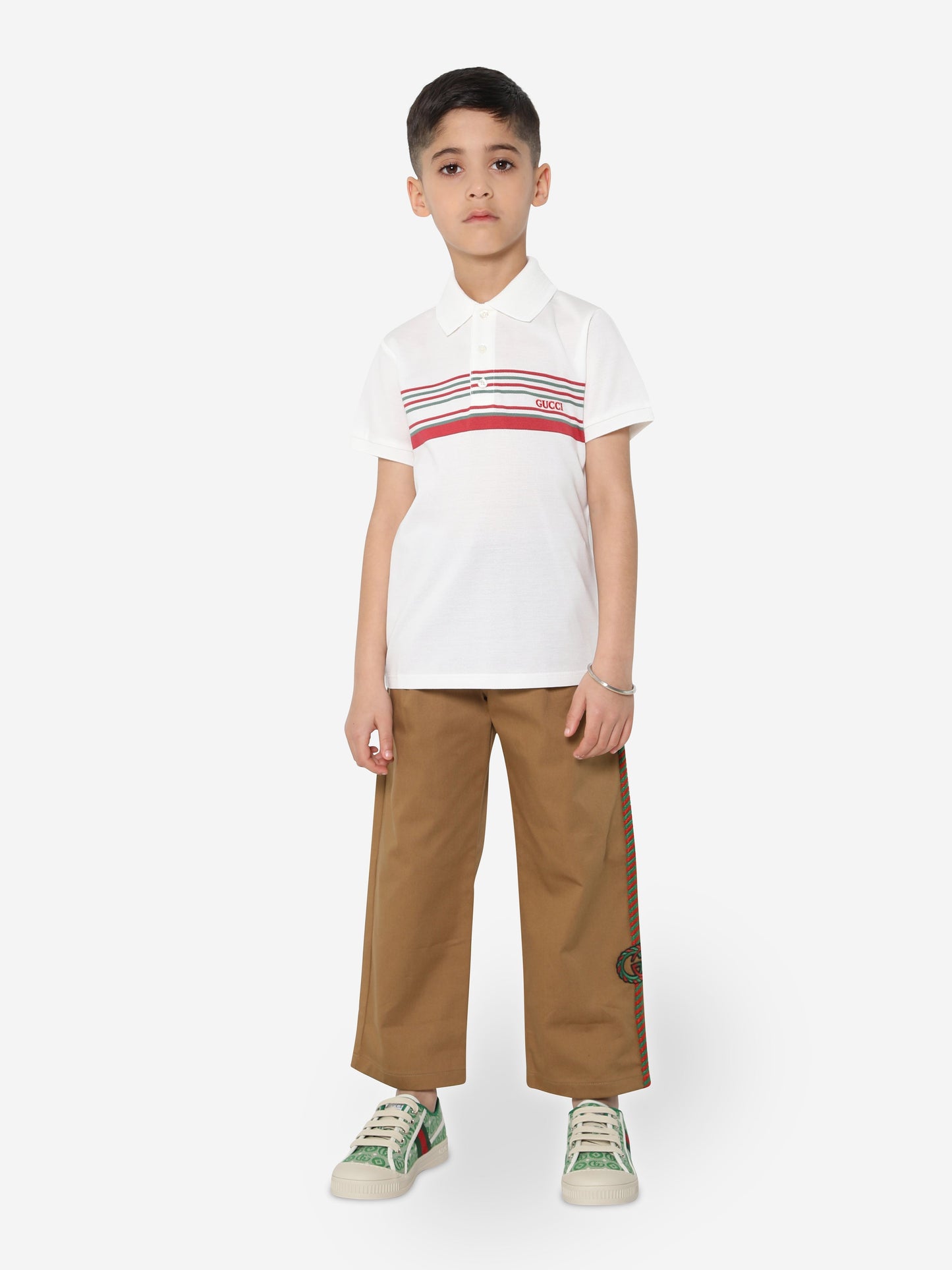 GUCCI 男童米色华达呢长裤