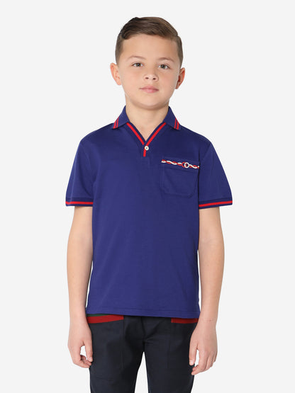 男童海军蓝口袋 Polo 衫