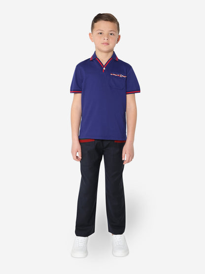 男童海军蓝口袋 Polo 衫