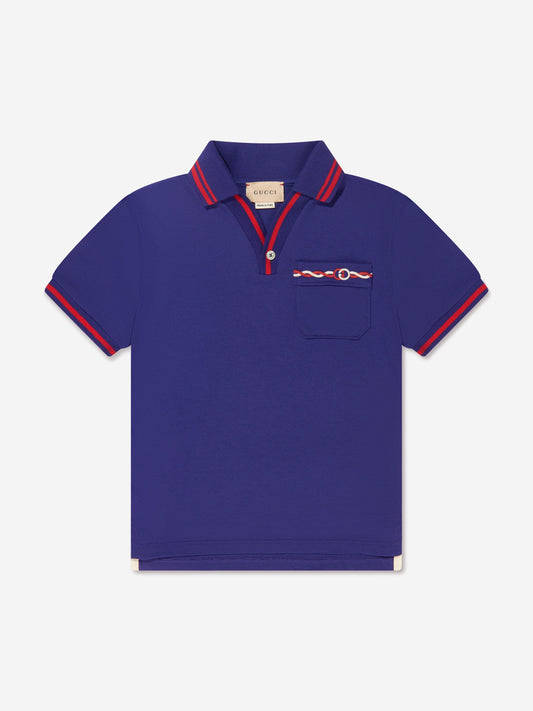 男童海军蓝口袋 Polo 衫