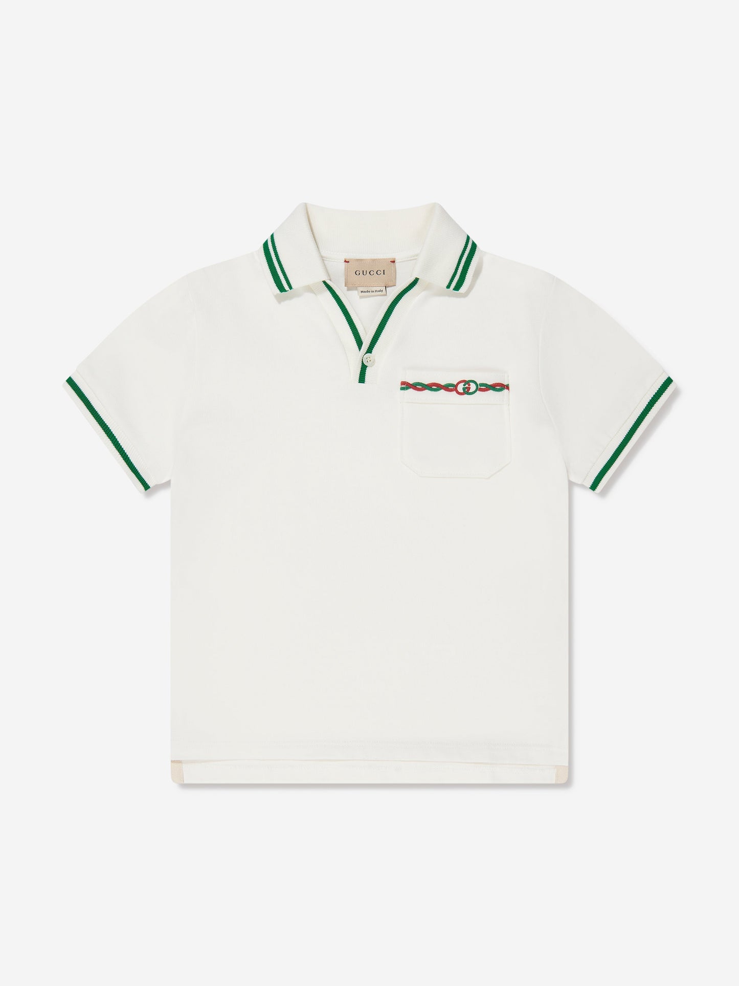 男童白色口袋 Polo 衫