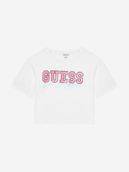 Guess 女童 T 恤和短裙套装（白色）