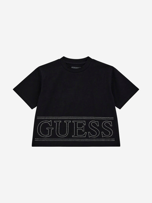 Guess Girls 徽标 T 恤（黑色）