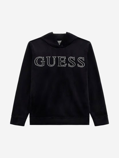 Guess Girls 徽标连帽衫（黑色）