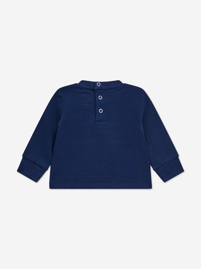 女婴蓝色心形徽标运动服