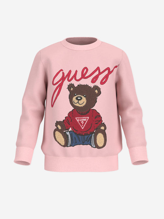 Guess Girls 粉色泰迪熊徽标运动衫