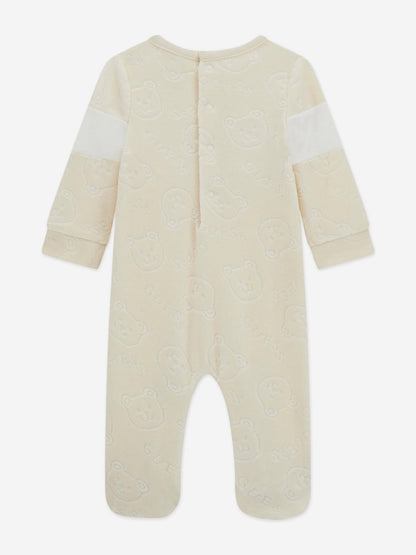 Guess Baby 象牙色雪尼尔泰迪熊婴儿连体衣