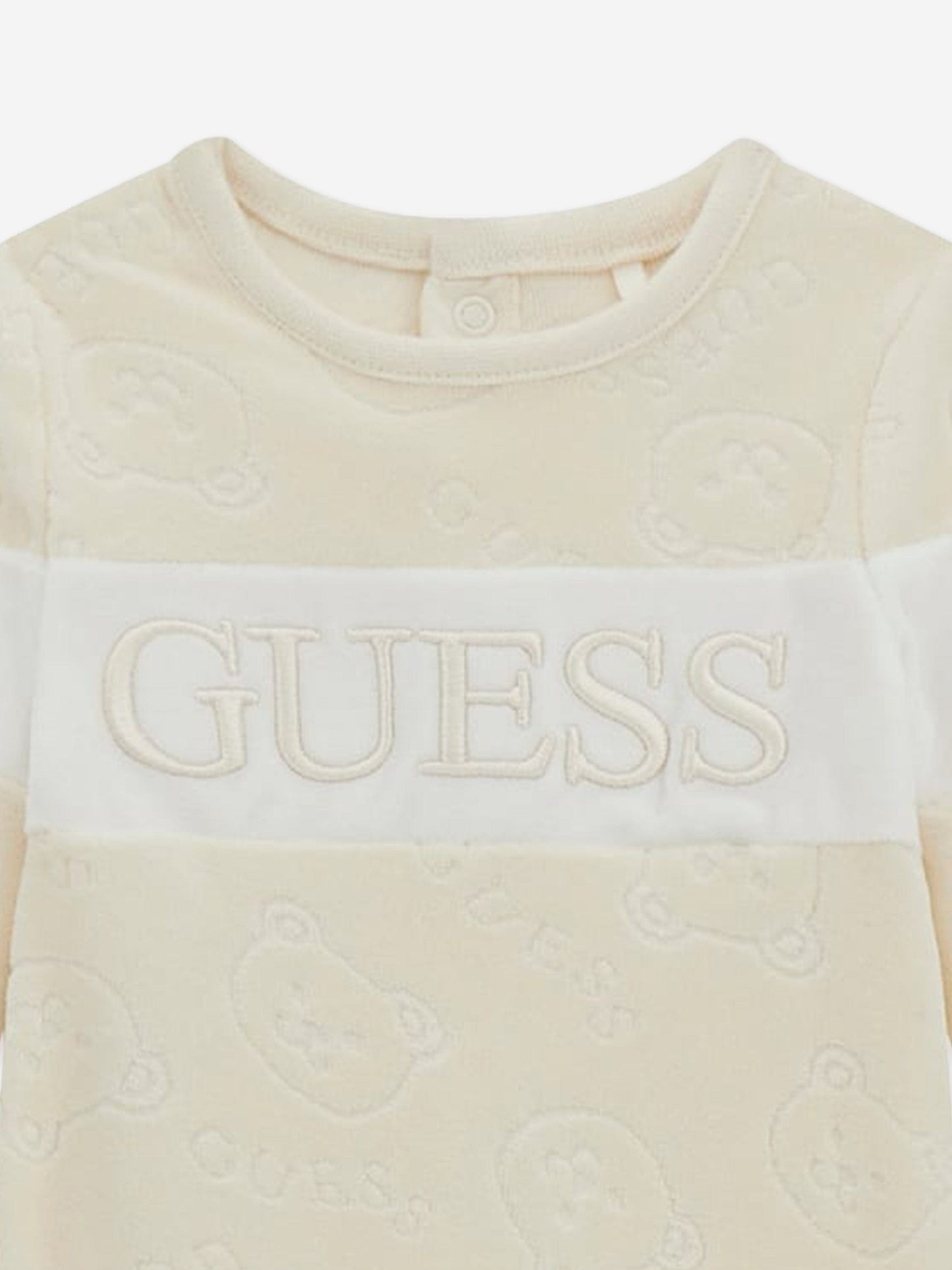Guess Baby 象牙色雪尼尔泰迪熊婴儿连体衣