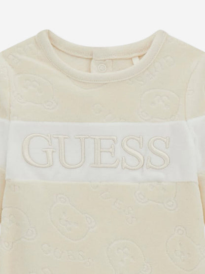 Guess Baby 象牙色雪尼尔泰迪熊婴儿连体衣