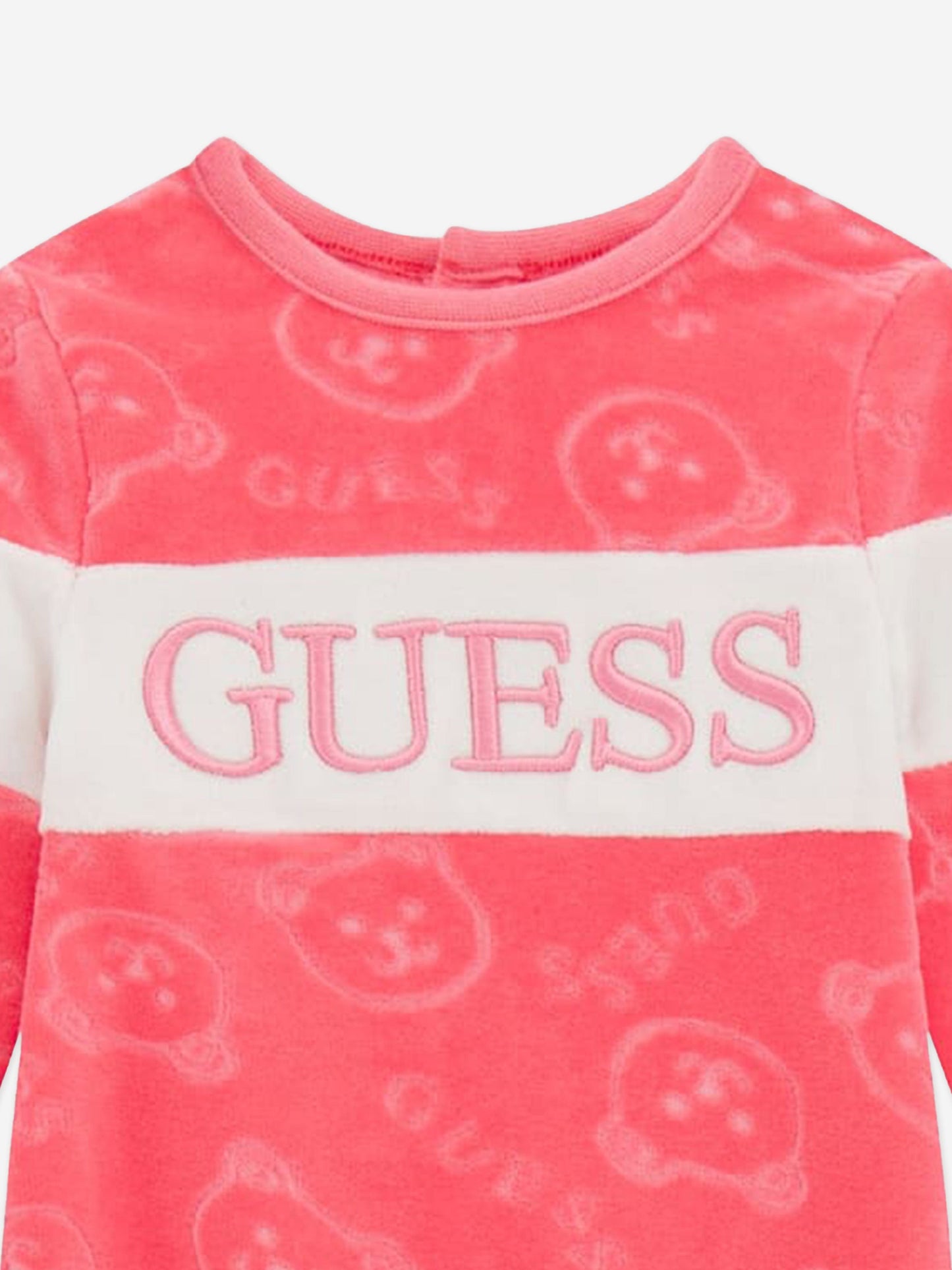 Guess 女童雪尼尔泰迪熊婴儿连体衣（粉色）