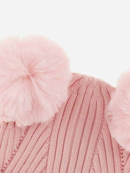 Guess Girls 针织 Pom Pom 帽子（粉色）