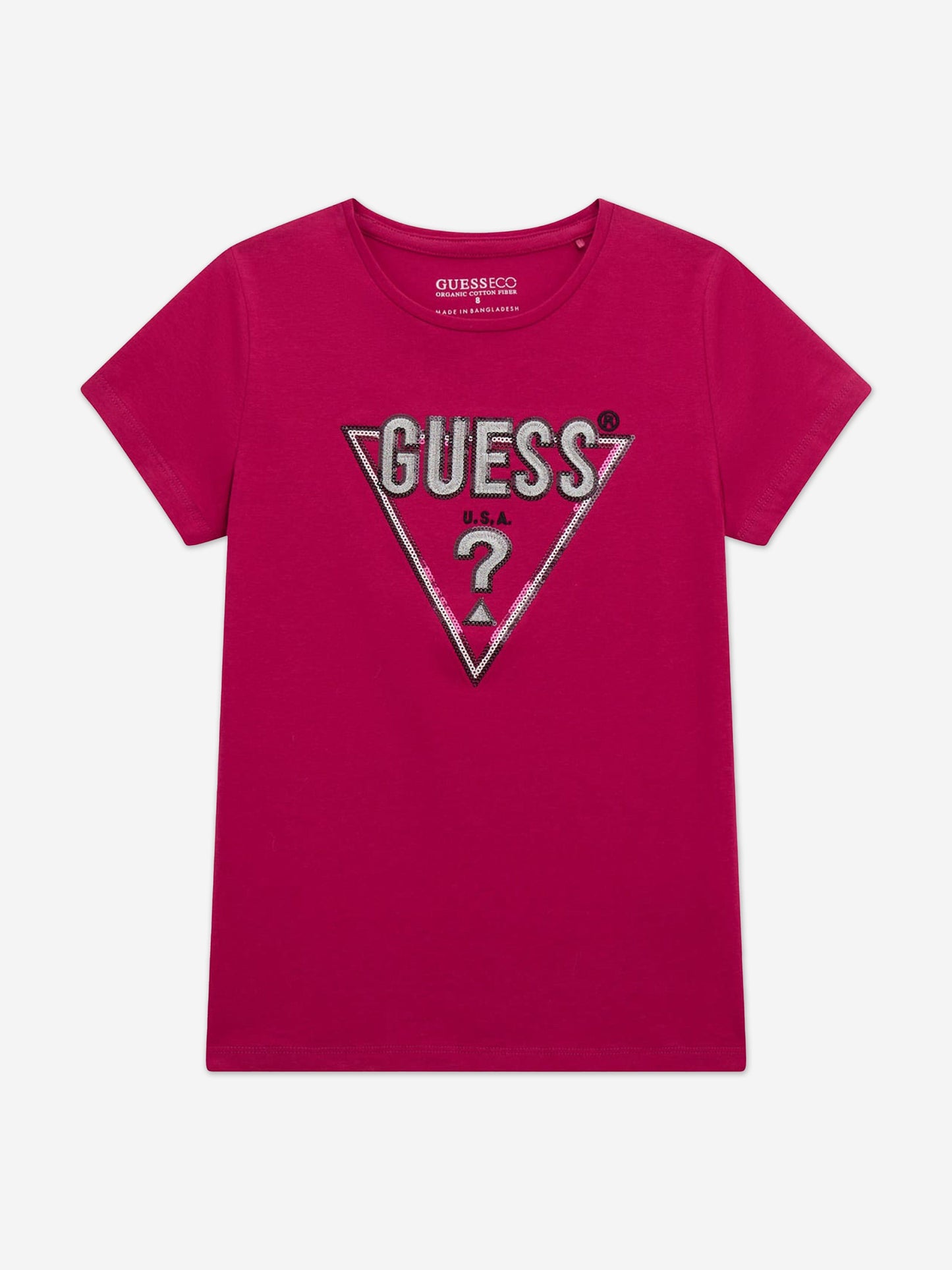Guess Girls 徽标印花 T 恤（粉色）