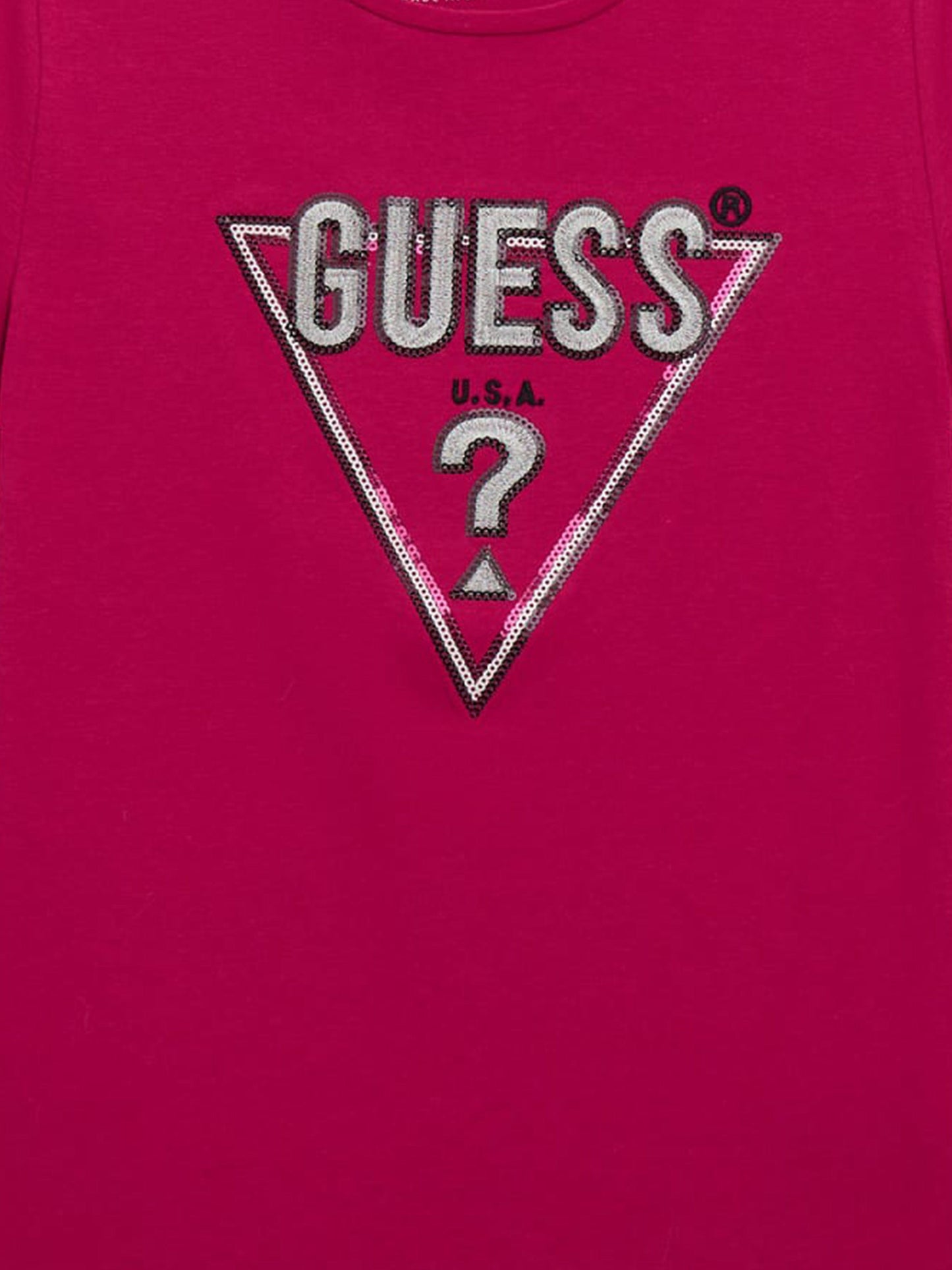 Guess Girls 徽标印花 T 恤（粉色）