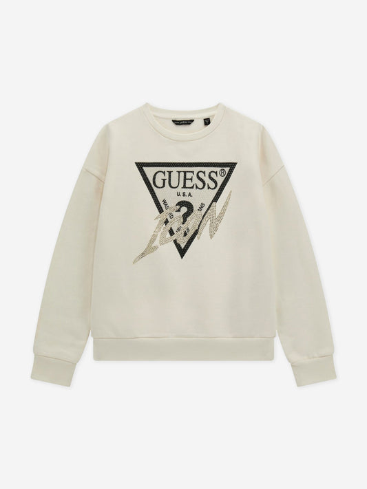 Guess 女童象牙色徽标运动衫
