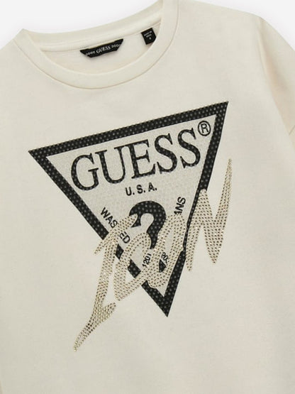 Guess 女童象牙色徽标运动衫