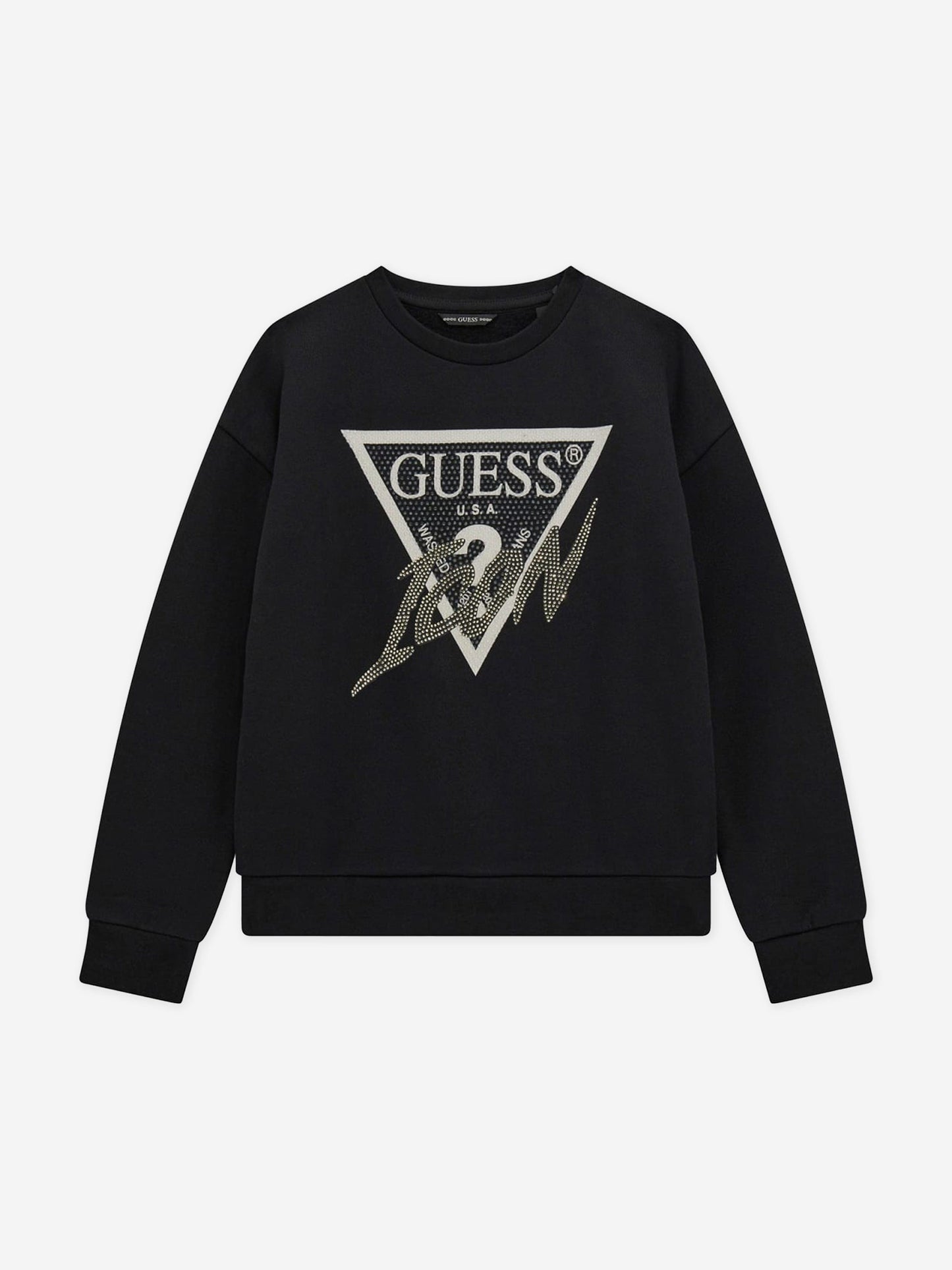 Guess Girls 徽标运动衫（黑色）