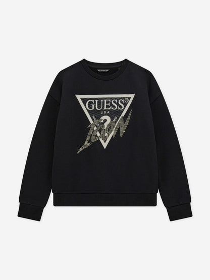 Guess Girls 徽标运动衫（黑色）