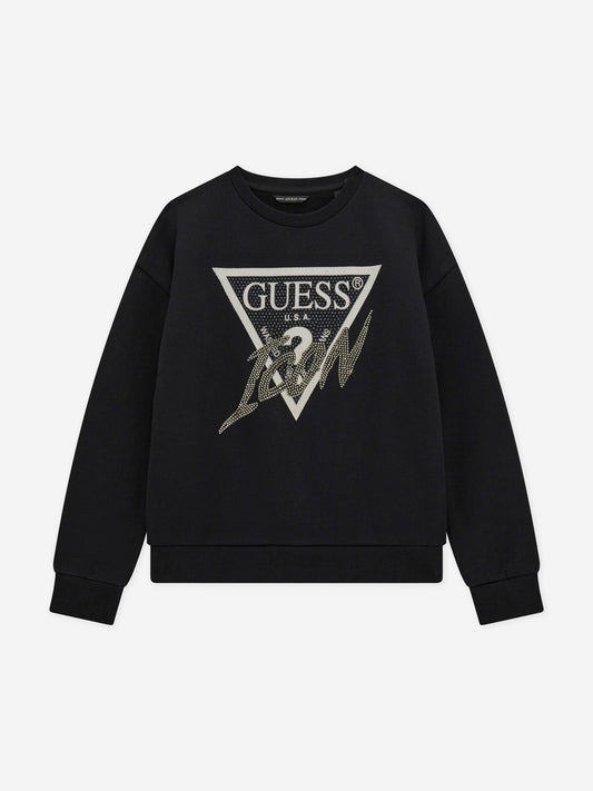 Guess Girls 徽标运动衫（黑色）