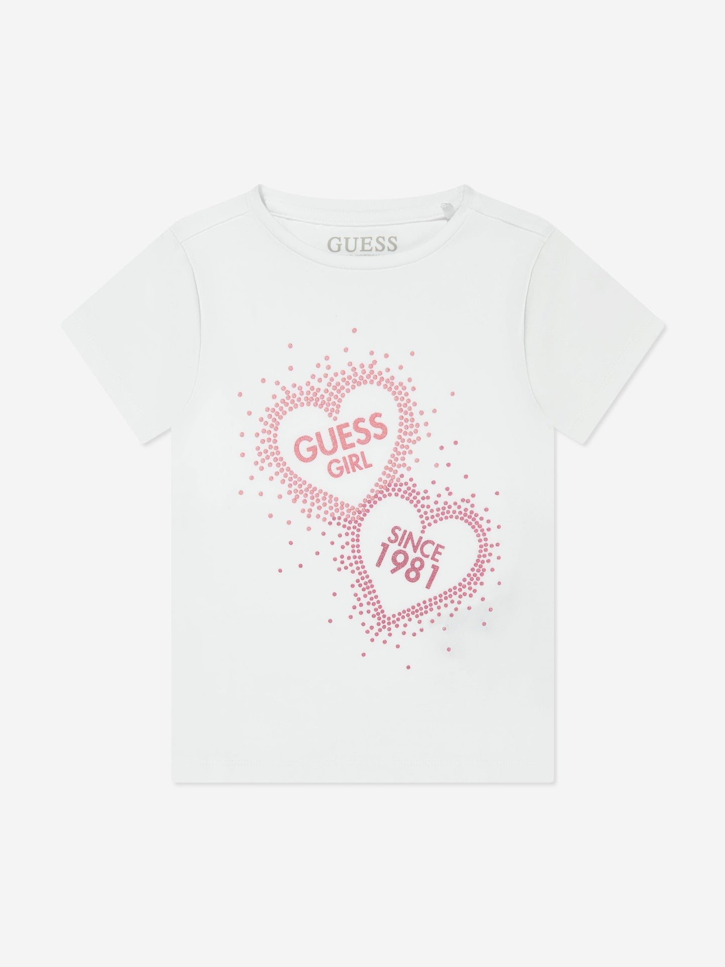 Guess Girls 白色爱心徽标 T 恤
