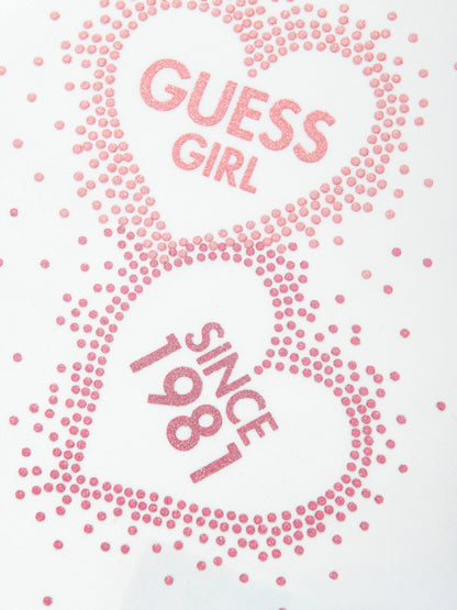 Guess Girls 白色爱心徽标 T 恤