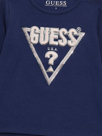 Guess 女童长袖徽标 T 恤（蓝色）