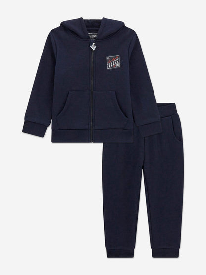 男童蓝色徽标运动服